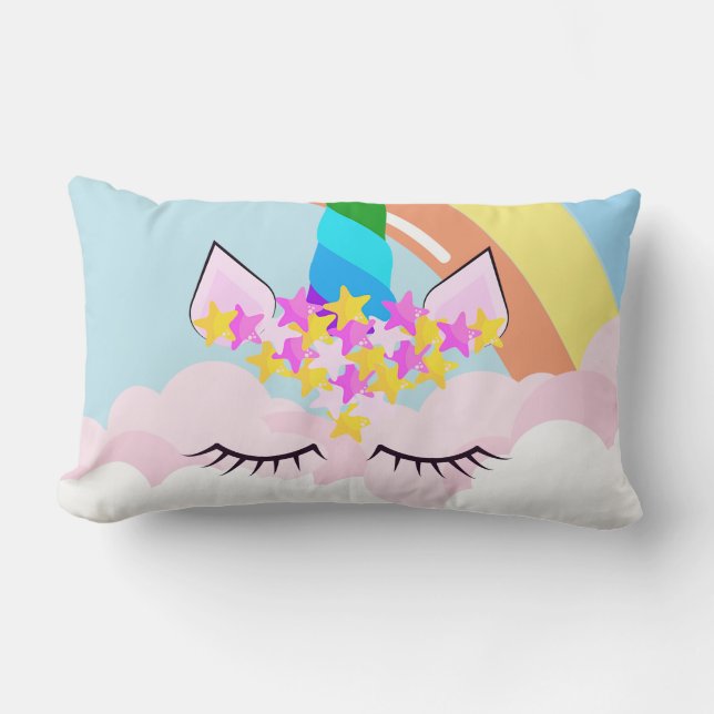 Rainbow Unicorn in the Sky Toddler Lumbar Pillow (Front)