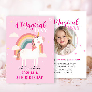 Rainbow Unicorn Invitation