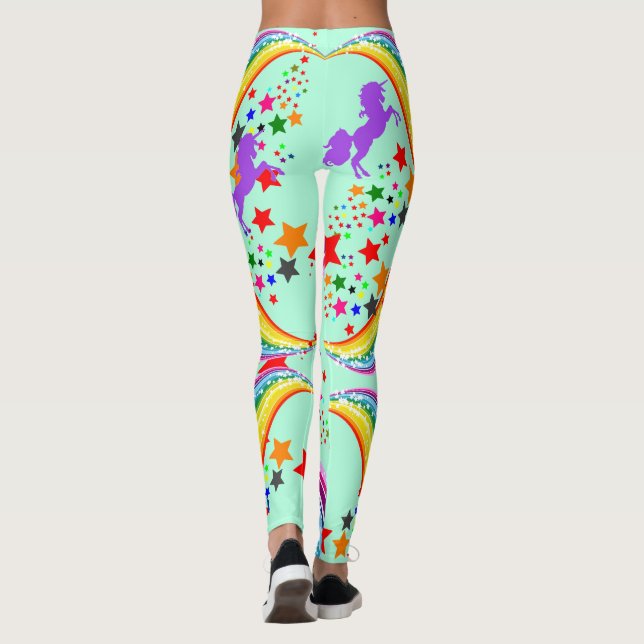 Rainbow unicorn Leggings Personalise Yoga Pants (Back)