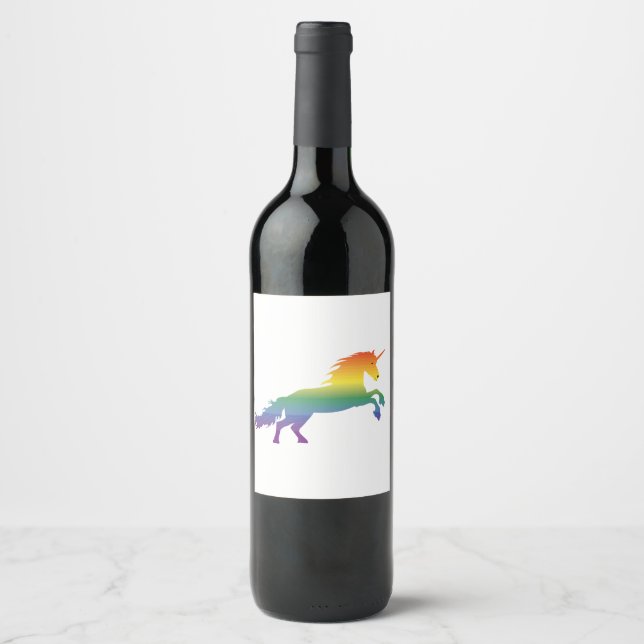 Rainbow Unicorn lgbt Wine Label (Front)