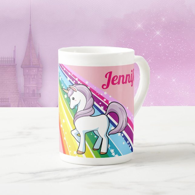 Rainbow Unicorn Little Girl's Cup Personalise NAME (Creator Uploaded)