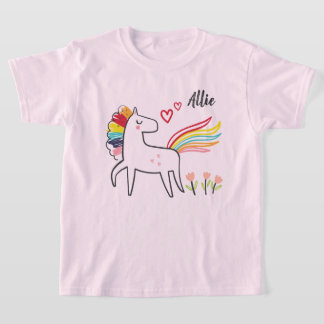Rainbow Unicorn Love Custom Name T-Shirt