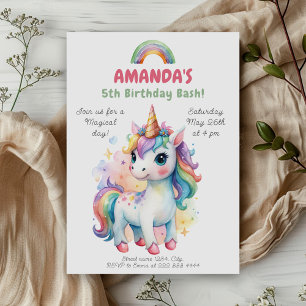 Rainbow Unicorn Magic Birthday Celebration Invitation