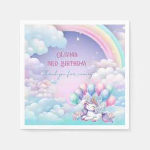 Rainbow Unicorn Magic Moment Girl Birthday Napkin