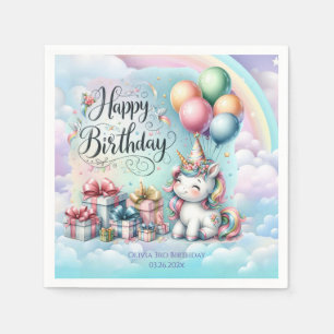 Rainbow Unicorn Magic Moment Girl Birthday Napkin
