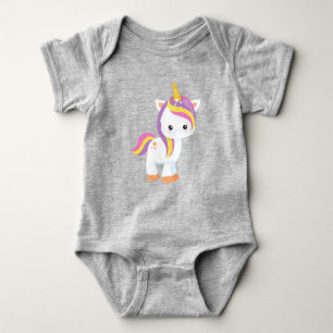 Rainbow Unicorn, Magic Unicorn, Cute Unicorn, Star Baby Bodysuit