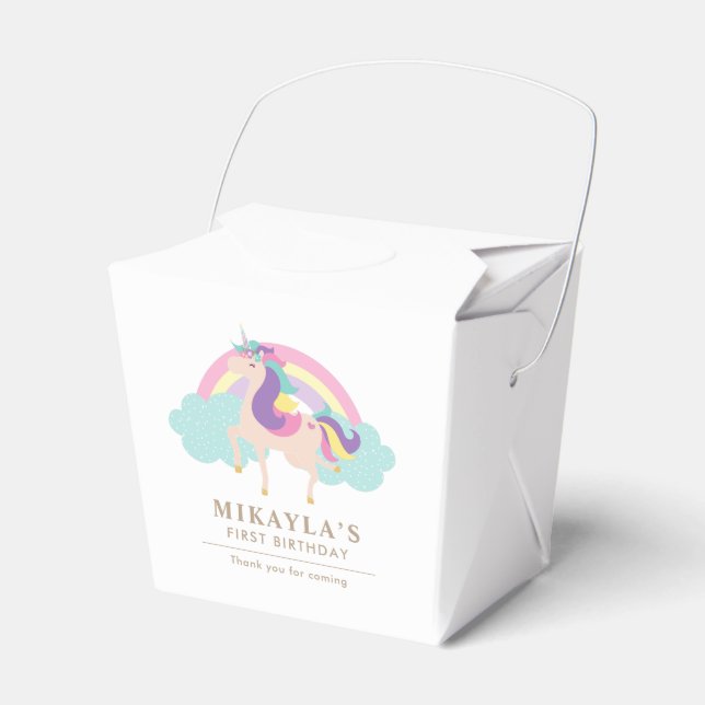 Rainbow Unicorn Magical Birthday Cute Favour Box (Front Side)