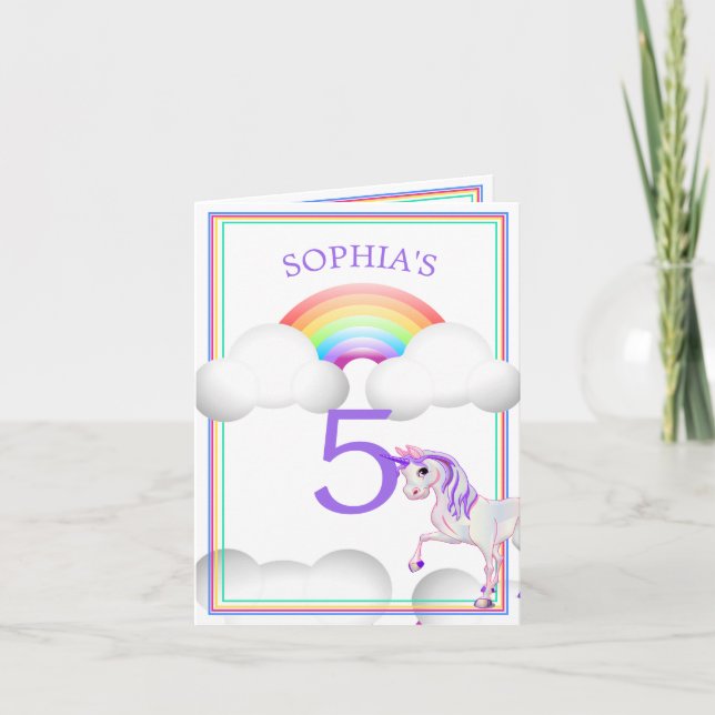 Rainbow Unicorn Magical Cute Personal Age Birthday Invitation (Front)