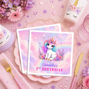 Rainbow Unicorn Magical Day Girl Birthday Napkins