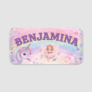 Rainbow Unicorn Magical Fairy Design Name Tag