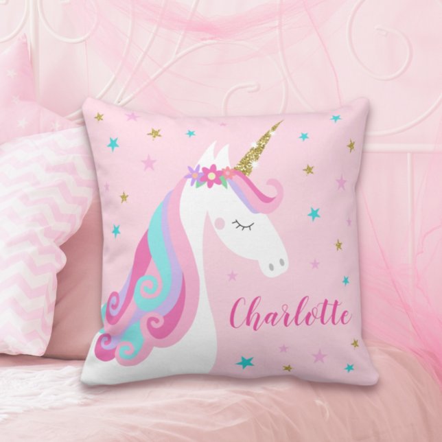 Rainbow Unicorn Magical Glitter Pink Cushion (Creator Uploaded)
