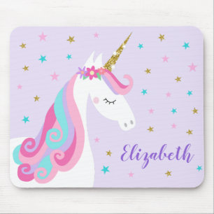 Rainbow Unicorn Magical Glitter Purple Mouse Pad