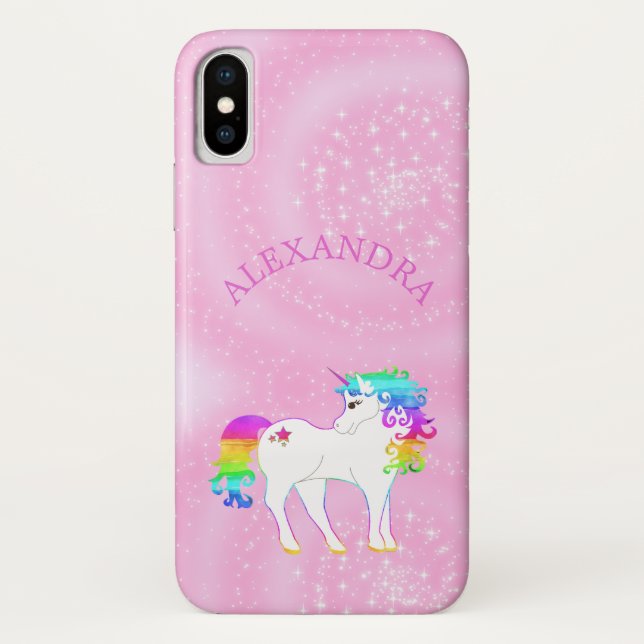 Rainbow Unicorn Magical Stars Cute Personal Case-Mate iPhone Case (Back)