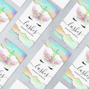 Rainbow Unicorn Makeup Lashes Business Card