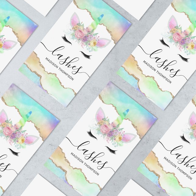Rainbow Unicorn Makeup Lashes Business Card (Creator Uploaded)