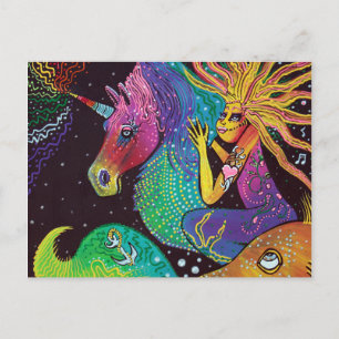 Rainbow Unicorn Mermaid Postcard