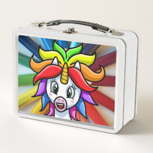 Rainbow Unicorn Metal Lunch Box