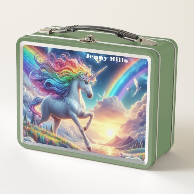 Rainbow Unicorn  Metal Lunch Box (Front)