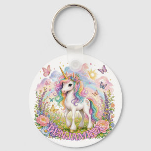 Rainbow Unicorn Name Charm Magical Pink Fantasy Key Ring