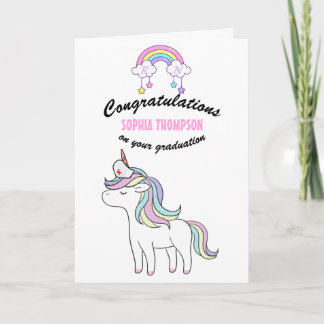 Rainbow Unicorn Nurse Graduation Congratulations Card