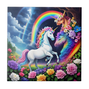 Rainbow Unicorn One Ceramic Tile