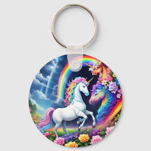Rainbow Unicorn One Key Ring