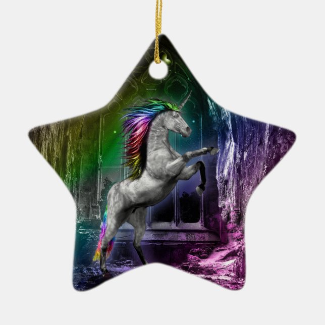 Rainbow Unicorn Ornament (Front)