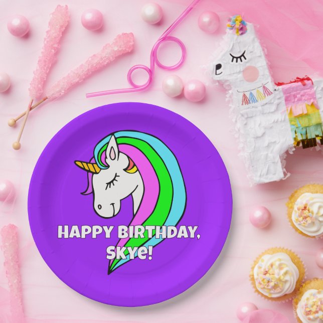 Rainbow Unicorn Paper Plate (Party)