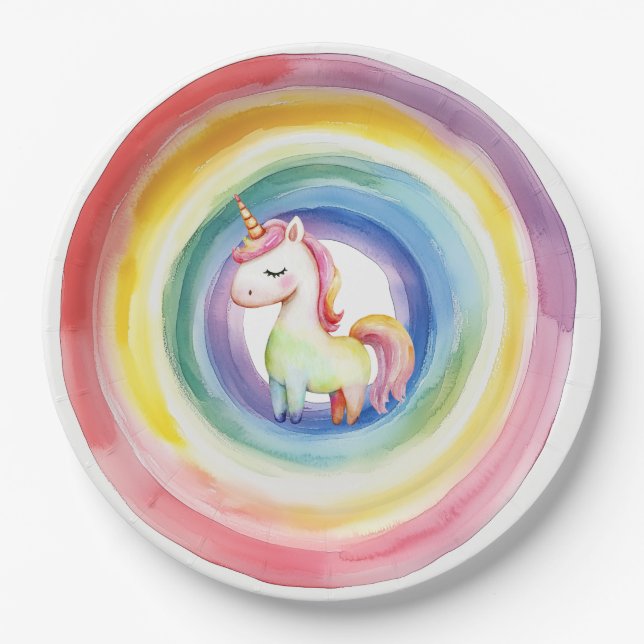 Rainbow Unicorn Paper Plate (Front)
