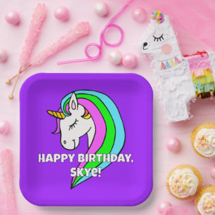 Rainbow Unicorn Paper Plate