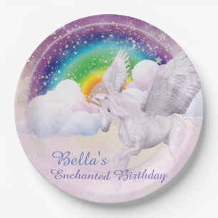 Rainbow Unicorn Paper Plates