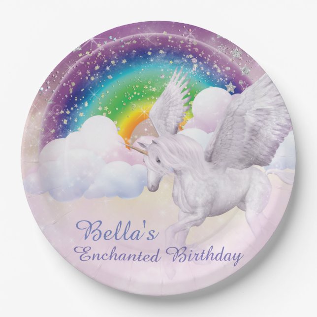 Rainbow Unicorn Paper Plates (Front)