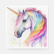 Rainbow Unicorn Party Plate Watercolor Design