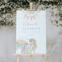 Rainbow Unicorn Pastel Baby Shower Welcome