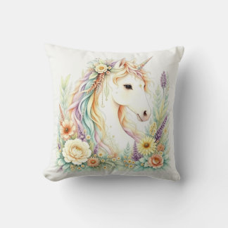 Rainbow Unicorn Pastel Watercolor Cushion