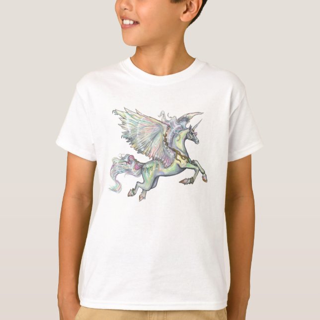 Rainbow Unicorn Pegasus Horse Pony Flying Cute T-Shirt (Front)