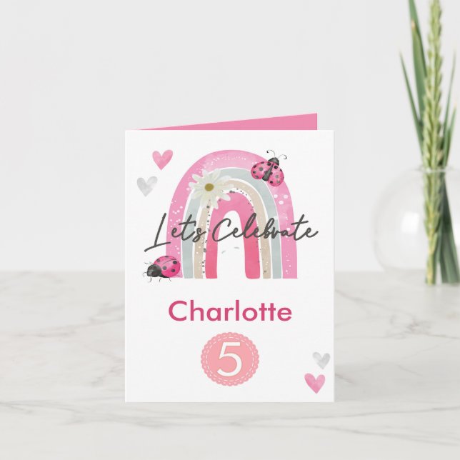 Rainbow Unicorn Personalised Age Purple  Card (Front)