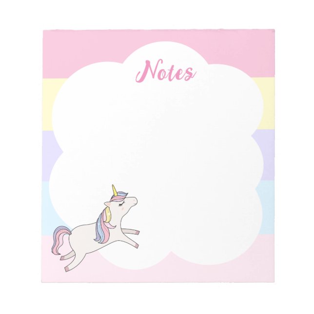 Rainbow Unicorn Personalised Notepad (Front)