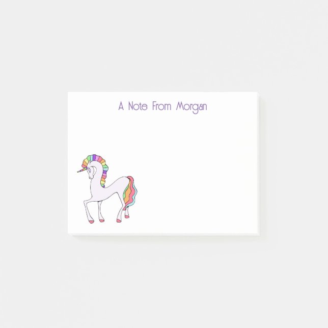 Rainbow Unicorn Personalised  Post-it Notes (Front)