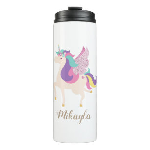 Rainbow Unicorn Personalised Thermal Tumbler