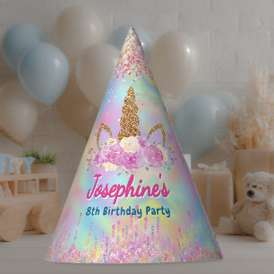 Rainbow Unicorn pink aqua birthday custom Party Hat