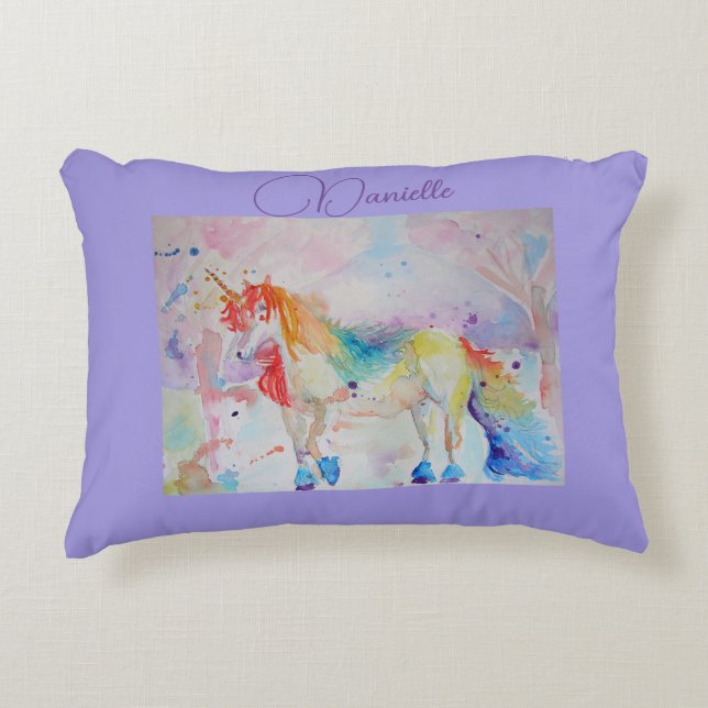 Rainbow Unicorn Pink Girls Nursery Love Cushion (Front)