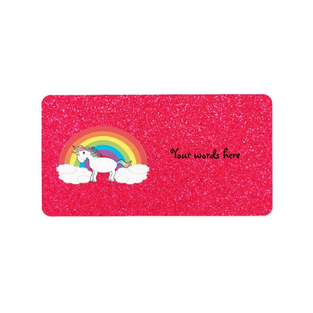 Rainbow unicorn pink glitter label (Front)