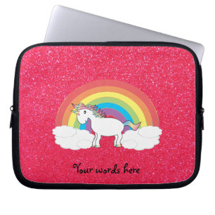 Rainbow unicorn pink glitter laptop sleeve