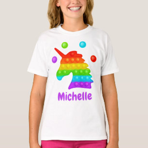 Rainbow Unicorn Pop It Fidget Toy Kids T-Shirt