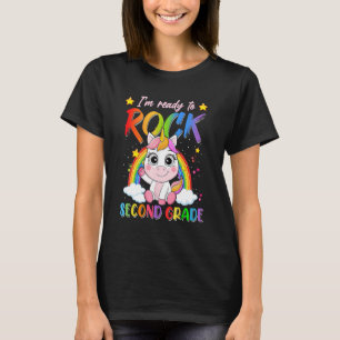 Rainbow Unicorn Ready To Rock Second Grade 1st Day T-Shirt