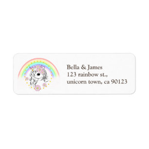 Rainbow Unicorn Return Address Label