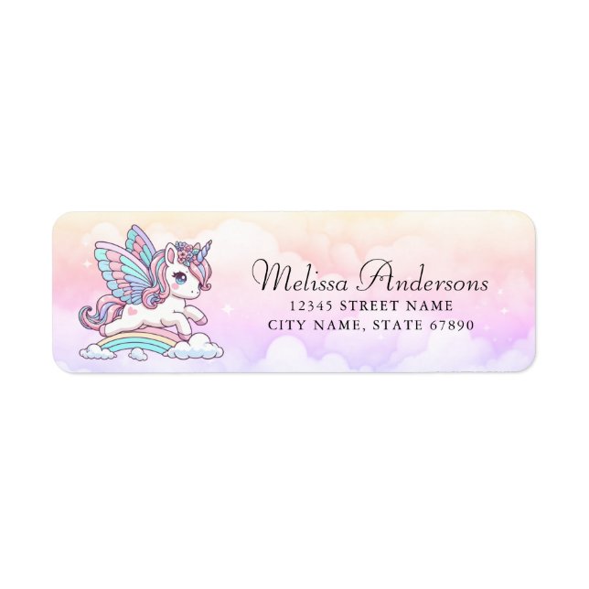 Rainbow Unicorn Return Address Labels (Front)