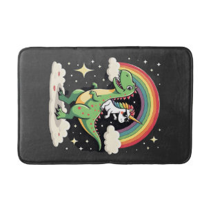 Rainbow Unicorn Riding T rex - Dinosaur Boys Girls Bath Mat