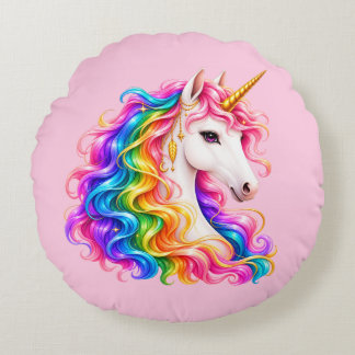 Rainbow Unicorn Round Cushion